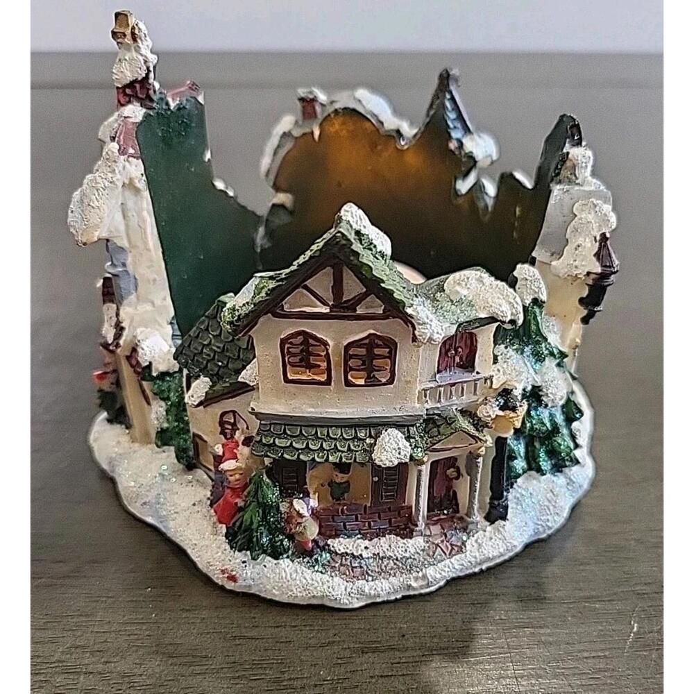 Handcrafted Christmas Village Candle Holder - Very Detailed Work